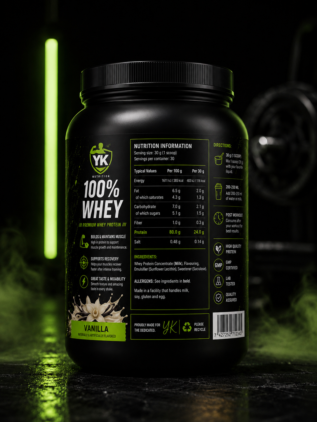 YK Nutrition 100% Whey isolate Protein Vanilla